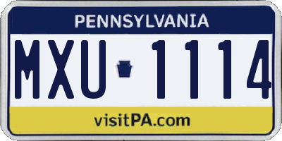 PA license plate MXU1114