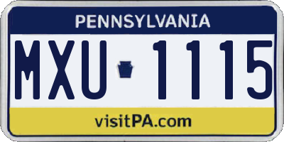 PA license plate MXU1115