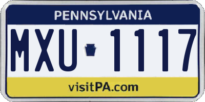 PA license plate MXU1117