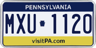 PA license plate MXU1120