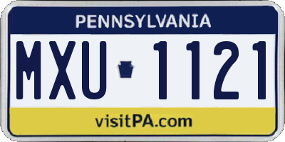 PA license plate MXU1121
