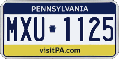 PA license plate MXU1125