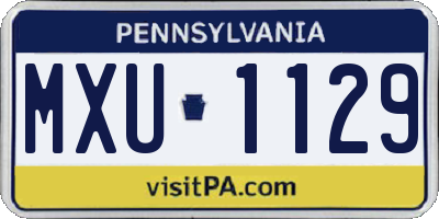 PA license plate MXU1129