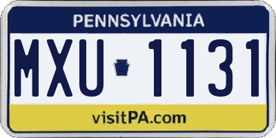 PA license plate MXU1131