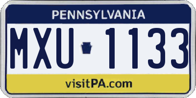 PA license plate MXU1133
