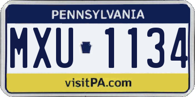 PA license plate MXU1134