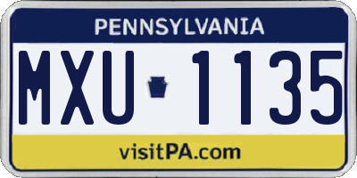 PA license plate MXU1135