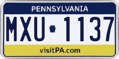 PA license plate MXU1137