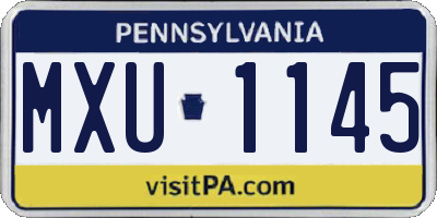 PA license plate MXU1145