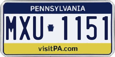 PA license plate MXU1151