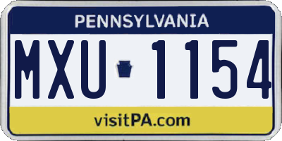 PA license plate MXU1154