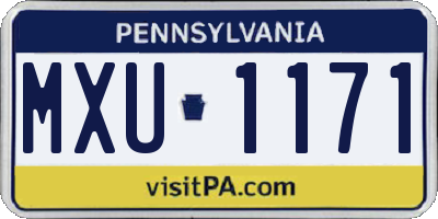 PA license plate MXU1171