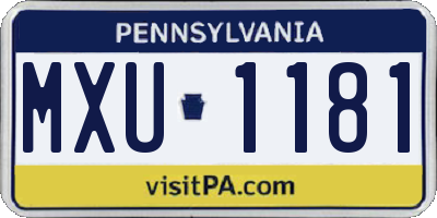 PA license plate MXU1181