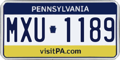 PA license plate MXU1189