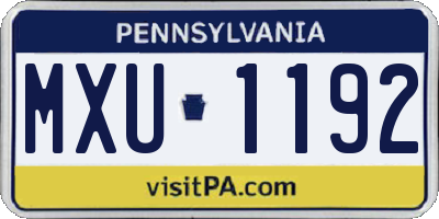 PA license plate MXU1192