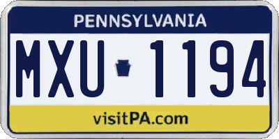 PA license plate MXU1194