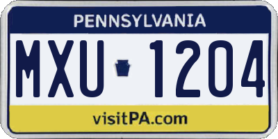 PA license plate MXU1204