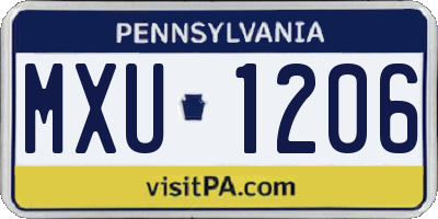 PA license plate MXU1206