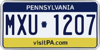 PA license plate MXU1207