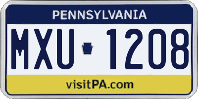 PA license plate MXU1208