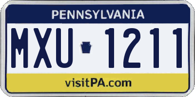 PA license plate MXU1211