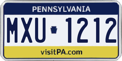 PA license plate MXU1212