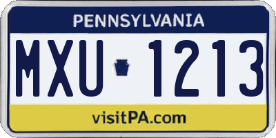 PA license plate MXU1213