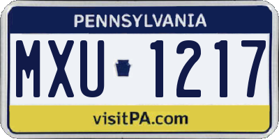 PA license plate MXU1217