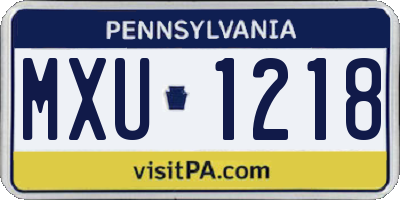 PA license plate MXU1218