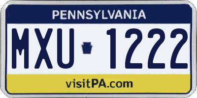 PA license plate MXU1222