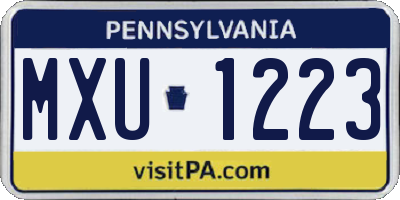PA license plate MXU1223