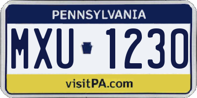 PA license plate MXU1230