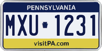 PA license plate MXU1231
