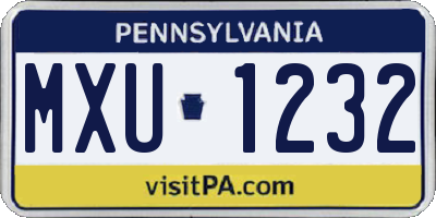 PA license plate MXU1232