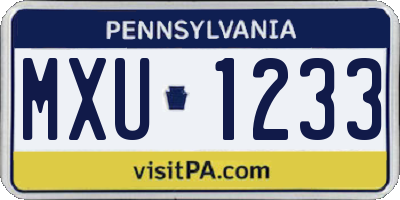 PA license plate MXU1233