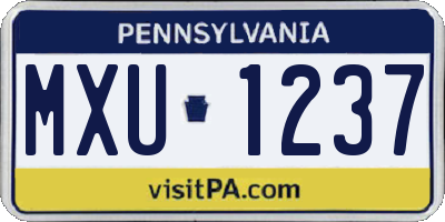 PA license plate MXU1237