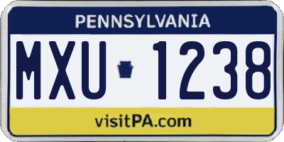 PA license plate MXU1238