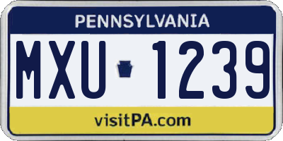 PA license plate MXU1239