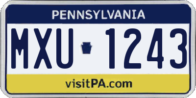 PA license plate MXU1243