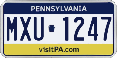 PA license plate MXU1247