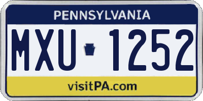 PA license plate MXU1252