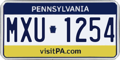 PA license plate MXU1254