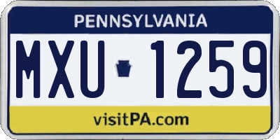 PA license plate MXU1259