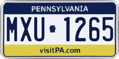 PA license plate MXU1265