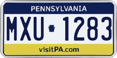 PA license plate MXU1283