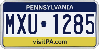 PA license plate MXU1285