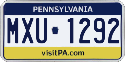 PA license plate MXU1292