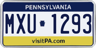 PA license plate MXU1293