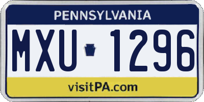 PA license plate MXU1296