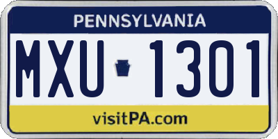 PA license plate MXU1301